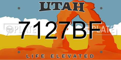 7127BF Utah License Plate