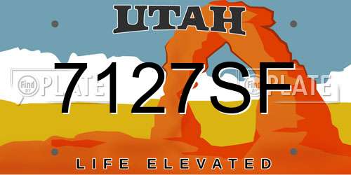 7127SF Utah License Plate