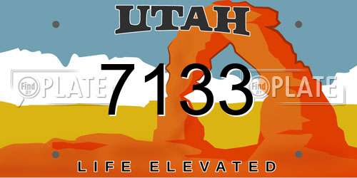 7133 Utah License Plate