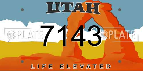 7143 Utah License Plate