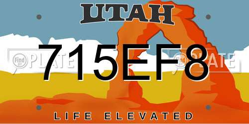 715EF8 Utah License Plate