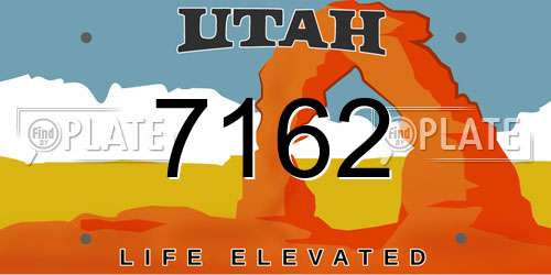 7162 Utah License Plate