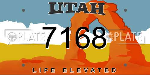 7168 Utah License Plate