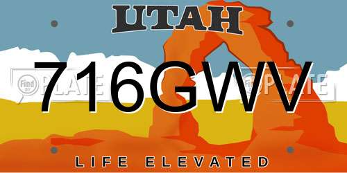 716GWV Utah License Plate