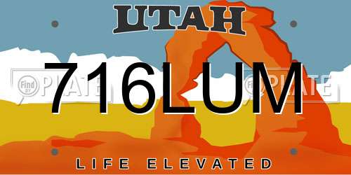 716LUM Utah License Plate