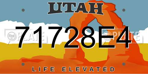 71728E4 Utah License Plate