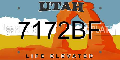 7172BF Utah License Plate