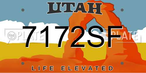 7172SF Utah License Plate