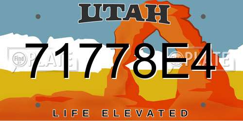 71778E4 Utah License Plate