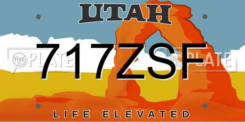 717ZSF Utah License Plate