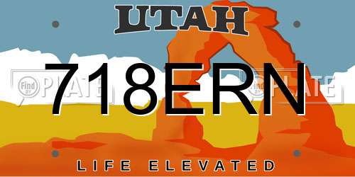 718ERN Utah License Plate