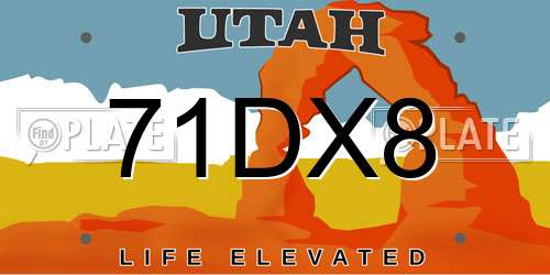 71DX8 Utah License Plate
