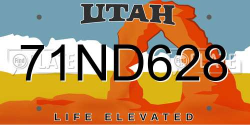 71ND628 Utah License Plate
