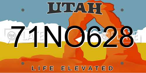 71NO628 Utah License Plate