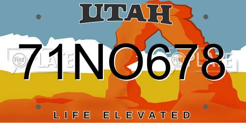 71NO678 Utah License Plate
