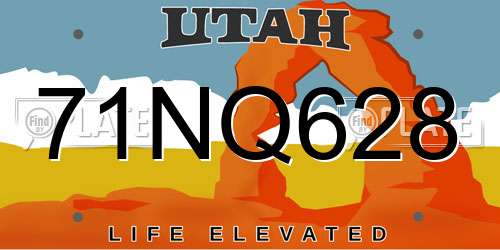 71NQ628 Utah License Plate