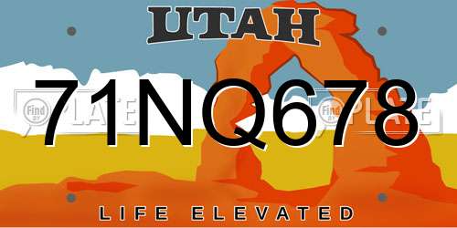 71NQ678 Utah License Plate