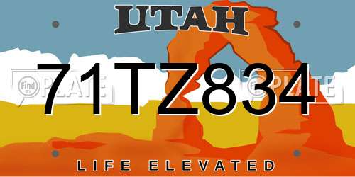 71TZ834 Utah License Plate