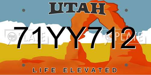 71YY712 Utah License Plate