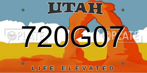 720G07 Utah License Plate