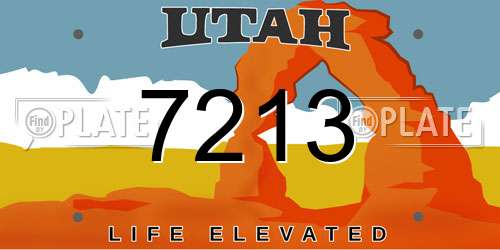 7213 Utah License Plate