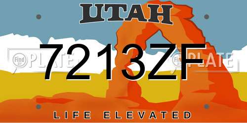 7213ZF Utah License Plate