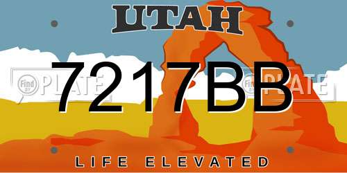 7217BB Utah License Plate