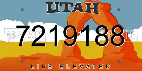 7219188 Utah License Plate