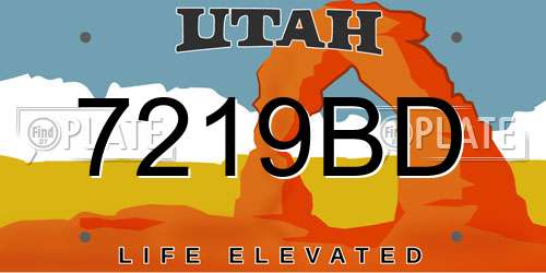 7219BD Utah License Plate