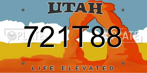 721T88 Utah License Plate