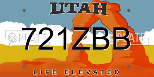 721ZBB Utah License Plate