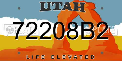 72208B2 Utah License Plate