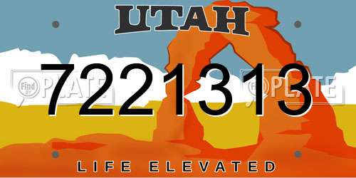 7221313 Utah License Plate