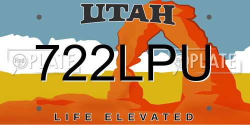 722LPU Utah License Plate