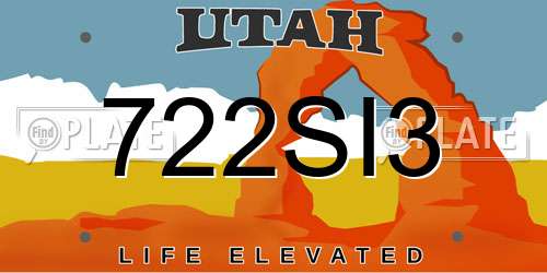 722SI3 Utah License Plate