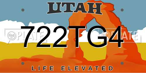722TG4 Utah License Plate