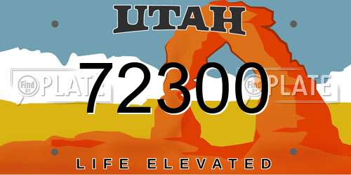 72300 Utah License Plate