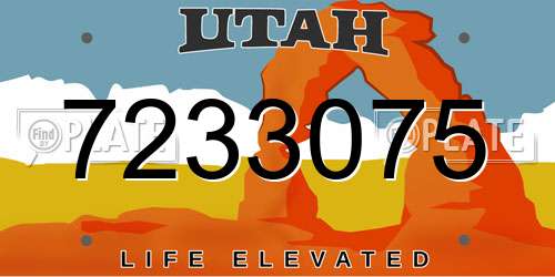 7233075 Utah License Plate