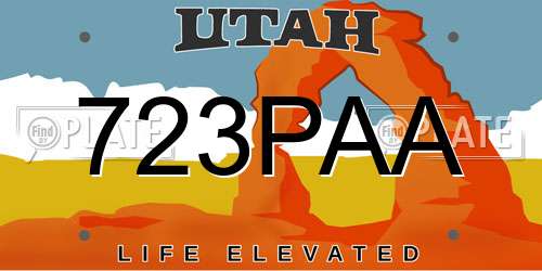 723PAA Utah License Plate