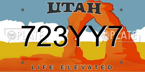 723YY7 Utah License Plate