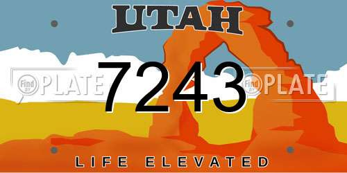 7243 Utah License Plate