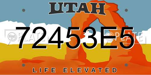 72453E5 Utah License Plate