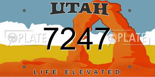 7247 Utah License Plate