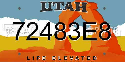 72483E8 Utah License Plate