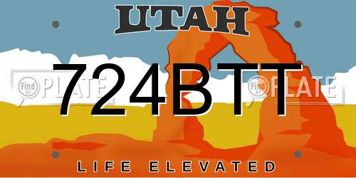 724BTT Utah License Plate