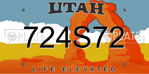 724S72 Utah License Plate
