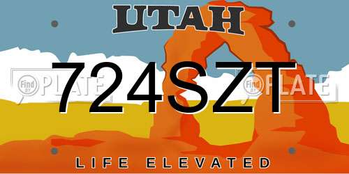 724SZT Utah License Plate