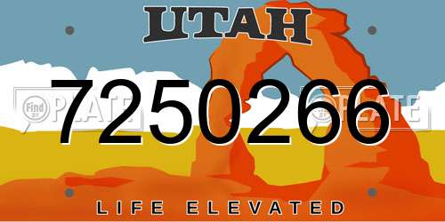 7250266 Utah License Plate