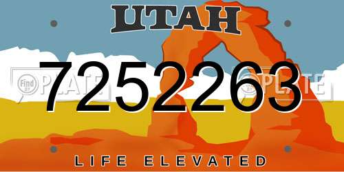 7252263 Utah License Plate