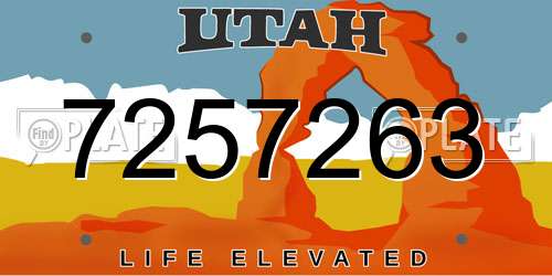 7257263 Utah License Plate